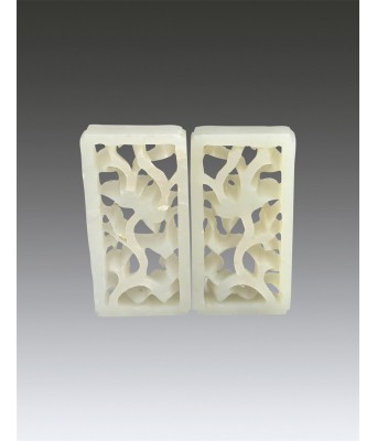 Pair of Hetian White Jade Pendant Yuan Dynasty 1271-1368