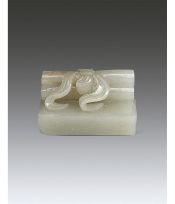 A Chinese Celadon Jade Paper Book Weighter