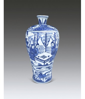 A Chinese Blue and White Figure Vase Ming Wanli Period 1573-1620