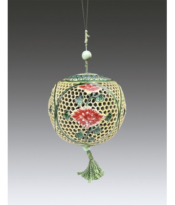 A Very Rare Enamelled Biscuit Perfume Ball and Cover Qing Dynasty Kangxi Period 1662-1722