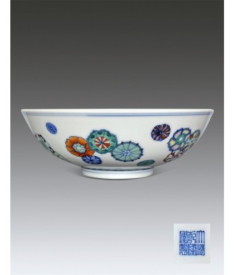 A Chinese Doucai Ball Pattern Bowl Qing Qianlong Mark