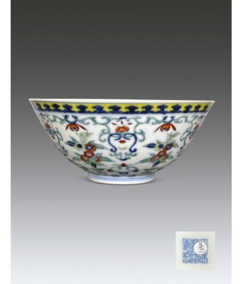 A Chinese Doucai Flower Bowl Qing Qianlong Mark
