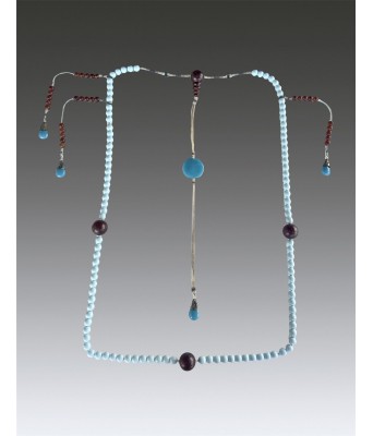 A Very Rare Imperial Blue Glass Court Necklaces Chaozhu 1644-1912