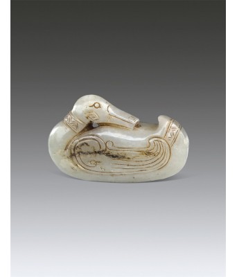 A Chinese Hetian White Jade Goose Ming Dynasty 1368-1644
