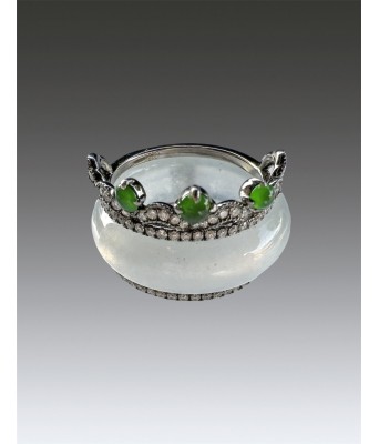 Ice Jadeite Platinum Diamond Ring