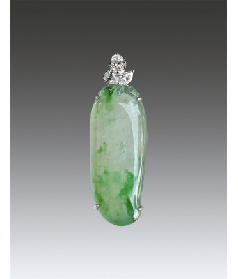 Ice Jadeite Platinum Diamond Pendant