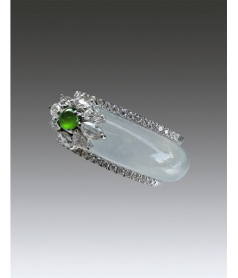Ice Jadeite Platinum Diamond Ring