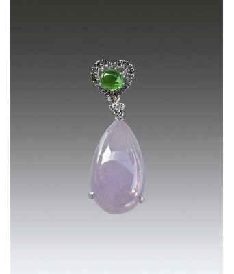 Glass Jadeite Platinum Water Drop Pendant