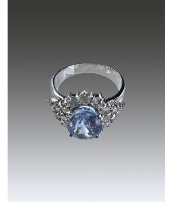 18K Cornflower Blue Sapphire Ring with Certificate