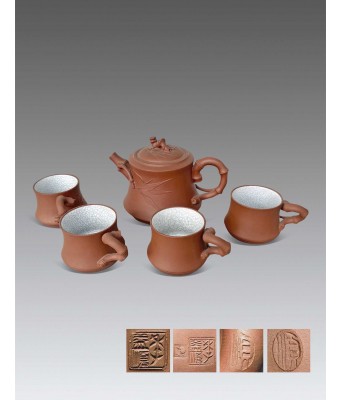 A Set of Chinese Yixing Clay Teapot with Jiyishun Mark