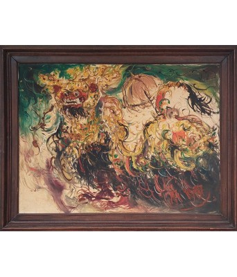 Affandi Barong with Dancer oil on canvas