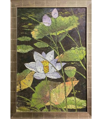 Georgette Chan Night Lotus Oil on masonite board