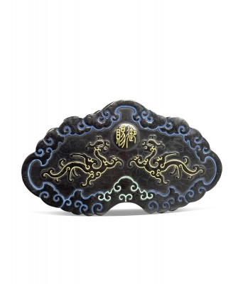 An Imperial Chinese Inkcake Qing Qianlong Mark with Jue Cangzhai Mark