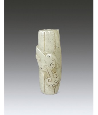 A Chinese Hetian White Jade Dragon Le Ming Dynasty 1368-1644