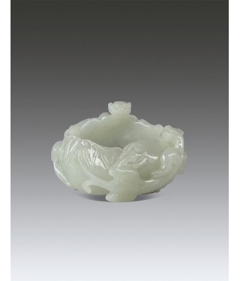 A Chinese Hetian White Jade Dragon Water Washer Mid Qing Dynasty