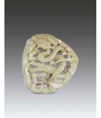 A Chinese Hetian White Jade Dragon Pendant Jin Dynasty 1115-1234