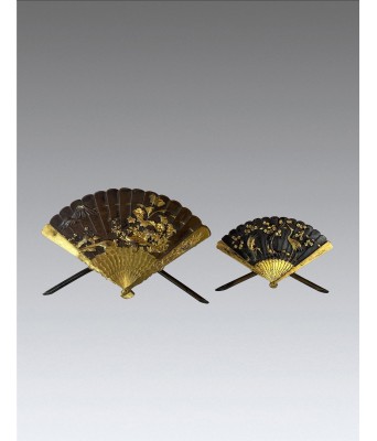 A Japanese Gilt Bronze Flower Bird Namebox Edo Period
