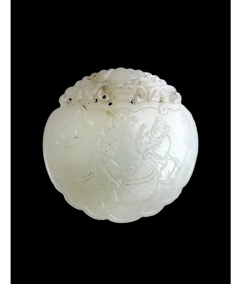 A Chinese White Jade Figure Pendant Qing Dynasty 1644-1912