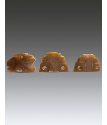 Three Chinese Jade Rabbit Beast Liao Jin Dynasty