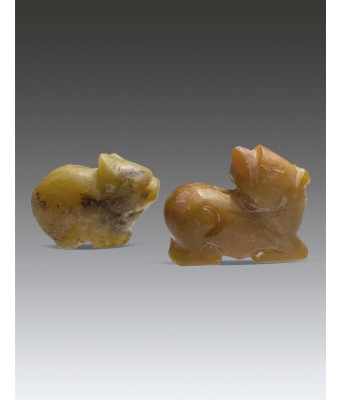 Two Chinese Jade Beast Liao Jin Dynasty