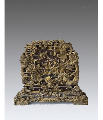 A Wooden Gilt Figure Plaque Qing Dynasty 1644-1912