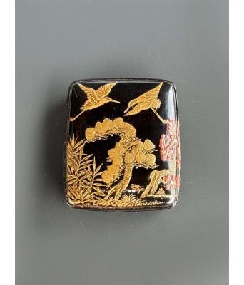 A Japanese Square Lacquer Incense wood Box