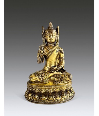 A Chinese Gilt Bronze Guru Padmasambhava 17 Century