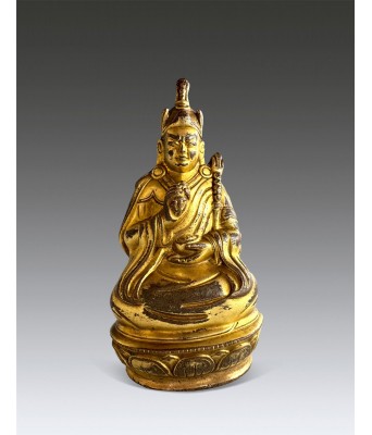 A Chinese Gilt Bronze Guru Padmasambhava 18 Century