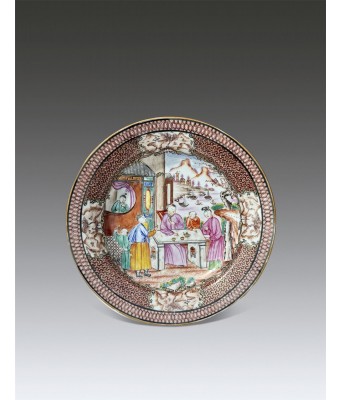 A Chinese Famille Rose Figure Plate Qing Qianlong Period 1736-1796