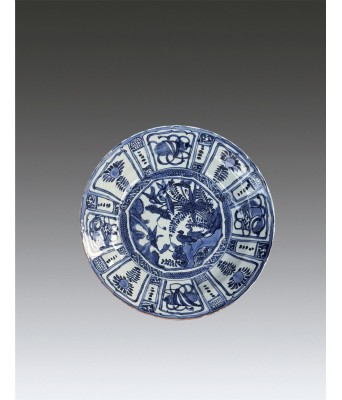 A Chinese Blue and White Flower and Bird Plate Ming Wanli Period