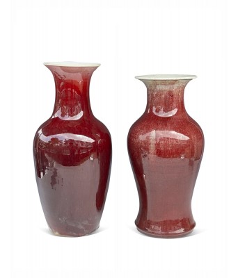 Two Red Glazed Vase Qing Dynasty 1644-1912