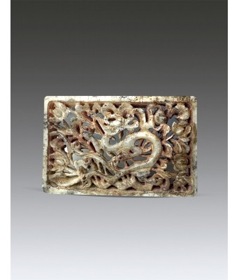 A Chinese White Jade Dragon Plaque 1271-1368