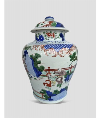 A Chinese Famille Verte Figure Jar Qing Kangxi Period 1654-1722
