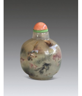 A Chinese Inside Painted Fish Snuff Bottle with Shao Xiaoxuan Mark