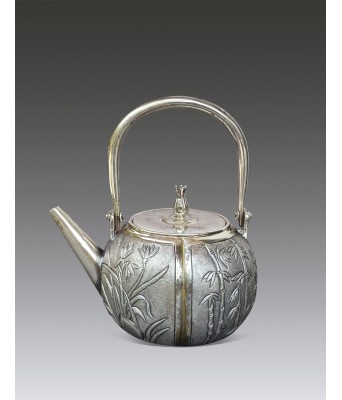 A Chinese Silver Flower Teapot Qing Dynasty