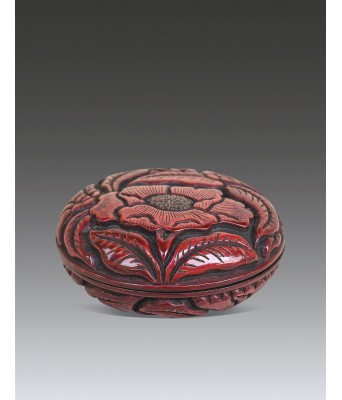 A Chinese Lacquered Red Flower Box Yuan Dynasty