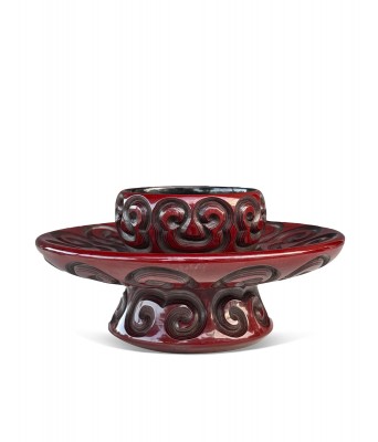 A Chinese Cloud pattern Lacquer Tea Plate Yuan Dynasty 1271-1368