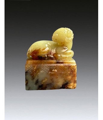 A Chinese Yellow Jade Goat Seal Ming Dynasty 1368-1644