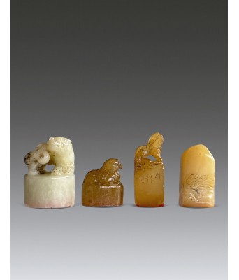 A Group of White Jade Seal Soap Stone Seal Qing Dynsaty 1644-1912