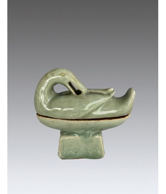 A Chinese Celadon Green Glazed Duck Shaped Censor Early Ming Dynasty