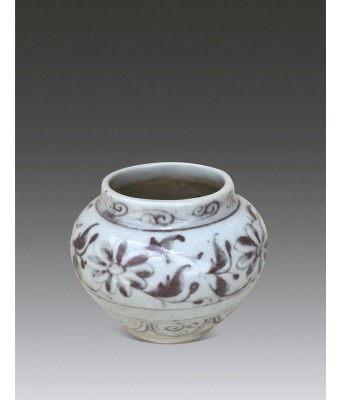 A Chinese Underglaze Copper Red lotus Jar Ming Dynasty