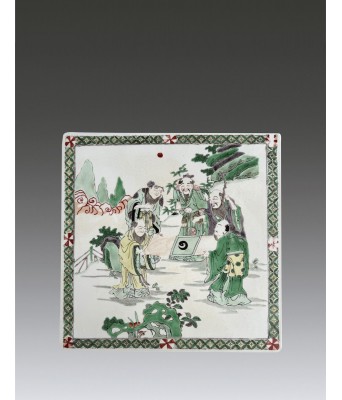 A Chinese Famille Verte Figure Porcelain Plaque Qing Dynasty 1644-1912