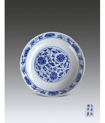 A Chinese blue and White Flower Plate Qing Guangxu mark and Period