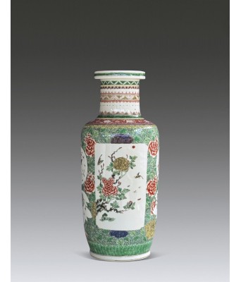 A Chinese Famille Verte Landscape Vase Qing Dynasty 1644-1912