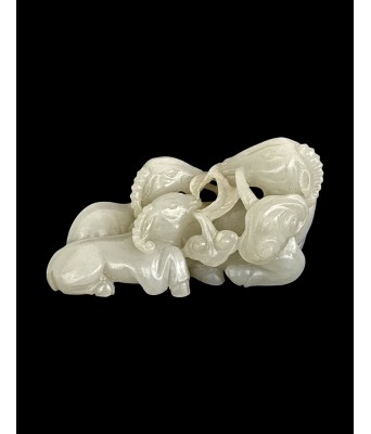 清白玉三羊开泰摆件 1644-1912