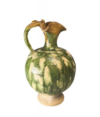 唐代三彩龙衔花口执壶