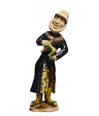 唐代三彩胡人献狗