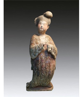 唐代陶俑彩绘侍女肥婆