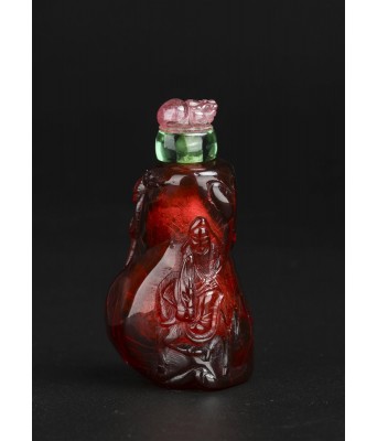 清乾隆琥珀雕人物鼻烟壶1736-1796