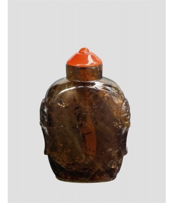 清天然茶色水晶双辅首鼻烟壶 1644-1912